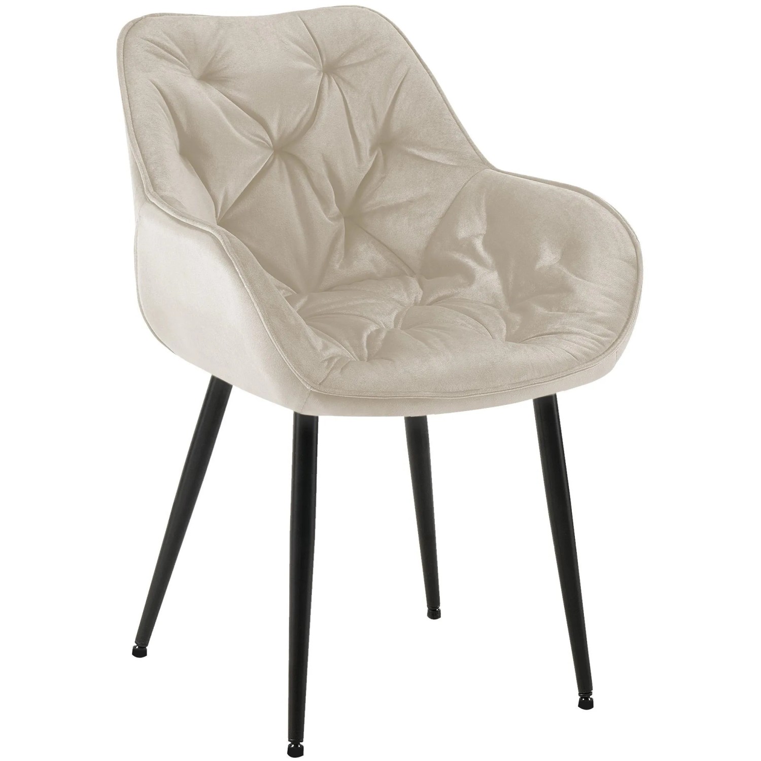 DELUKE Esszimmerstuhl VIVI Creme Samt Metall 83x58x62cm Strapazierfähig Küchenstuhl Wohnzimmerstuhl