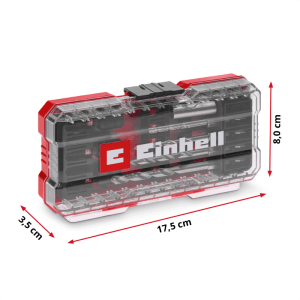 Einhell Impact-Bit-Set 18-tlg. in roter, transparenter S-CASE Box mit Bits, Bohrern & Steckschlüsseln.