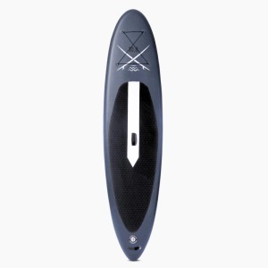 Grau-schwarzes aufblasbares Suprfit SUP Stand-Up-Paddling Board Lailani 10'8 mit Anti-Rutsch-Pad.