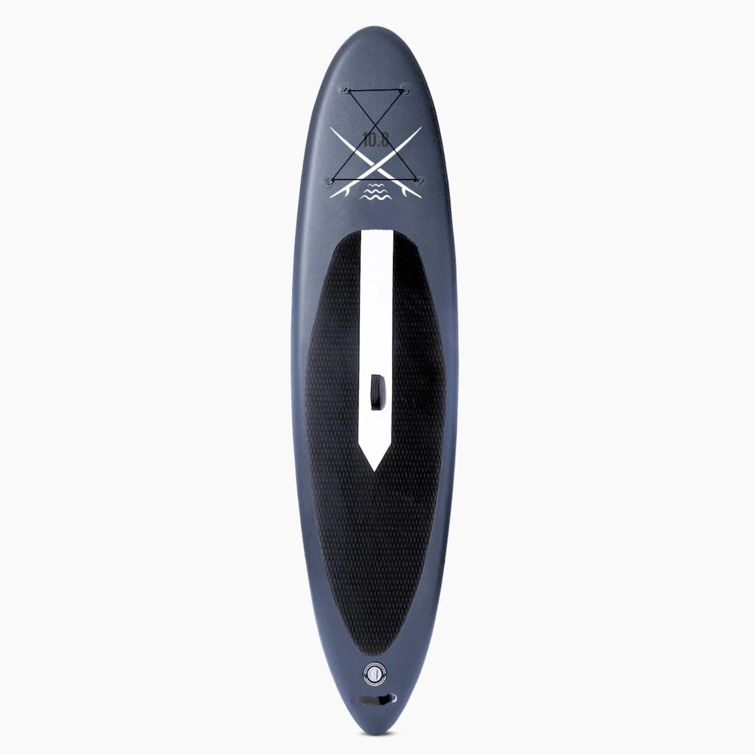 Grau-schwarzes aufblasbares Suprfit SUP Stand-Up-Paddling Board Lailani 10'8 mit Anti-Rutsch-Pad.