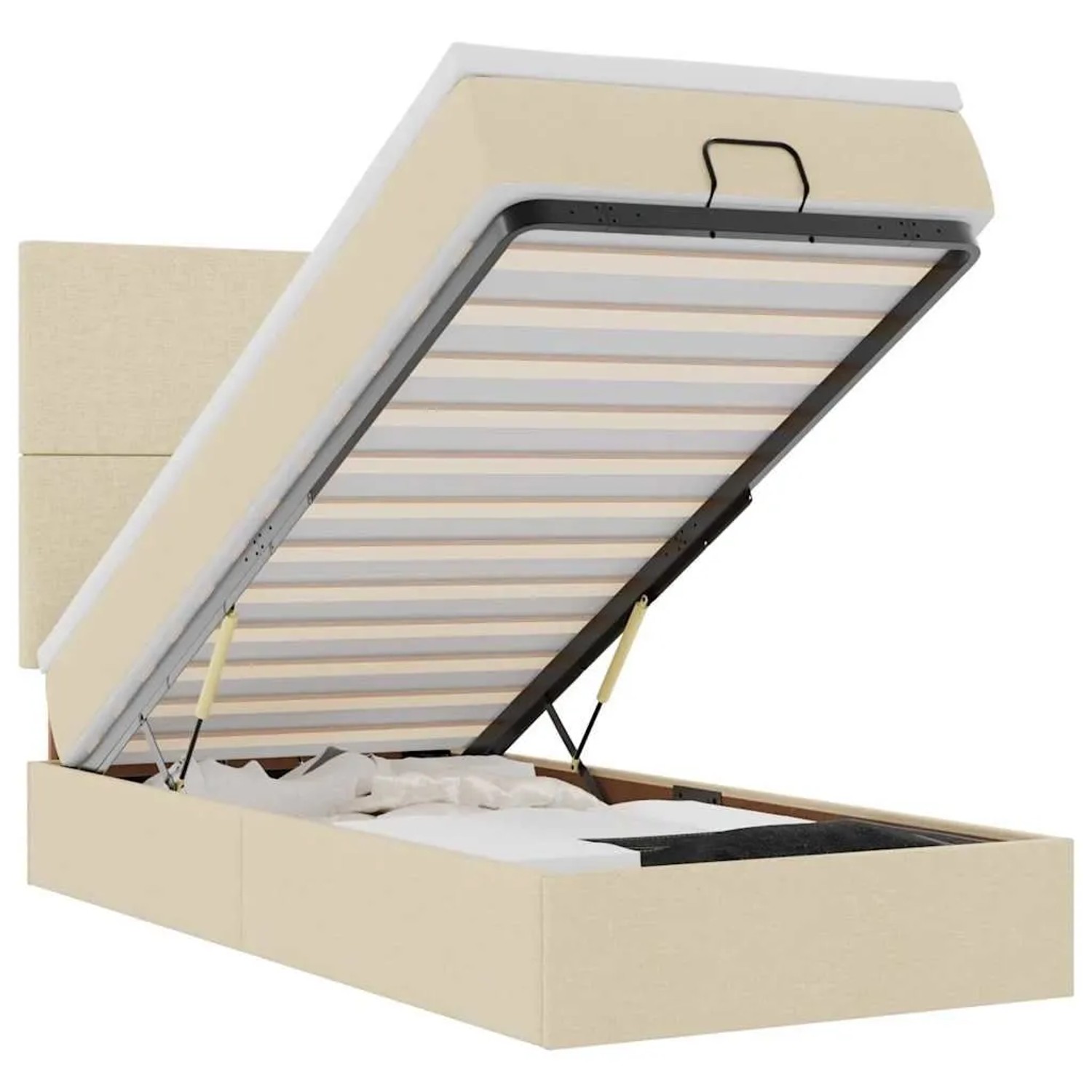 vidaXL Ottoman-Bett mit Matratze & LEDs Creme 80x200 cm Stoff 3313883