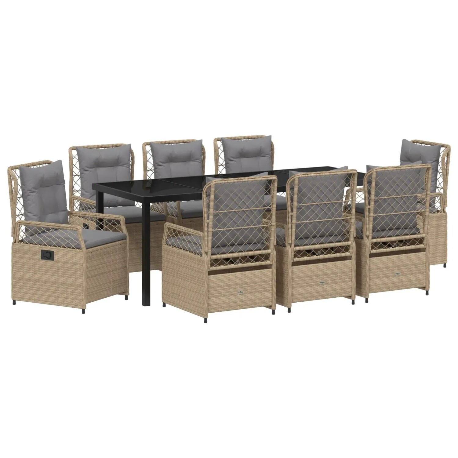 vidaXL Garten Essgruppe 9-Tlg Beige Poly Rattan 3381008
