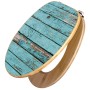 Banjado WC-Sitz aus Bambus mit blauem Holzlatten-Motiv. Toilettendeckel aus Holz mit Universal Scharnieren.