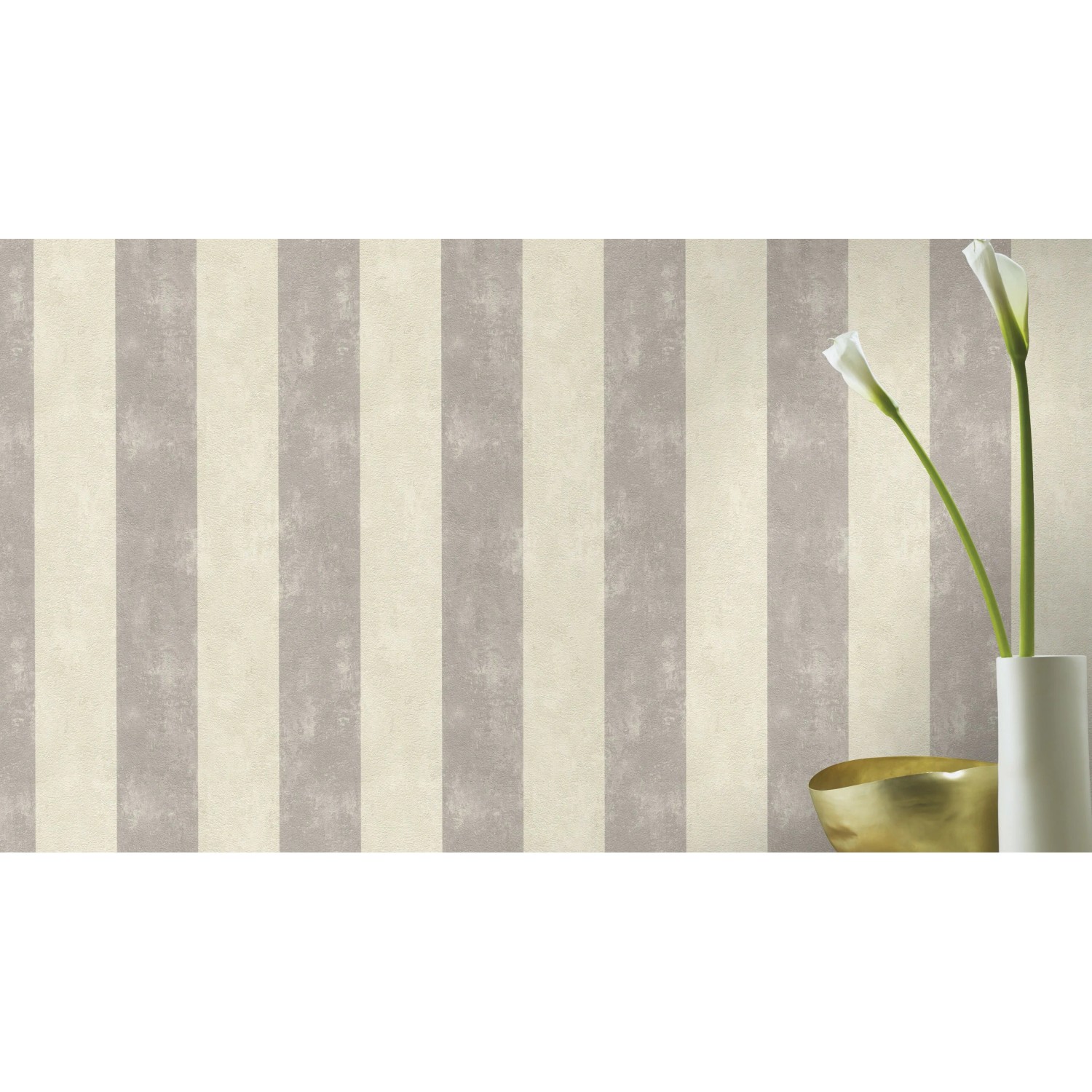Rasch Vliestapete Tapetenwechsel II, Streifen in Creme und Grau. Dekorative Tapete mit Vintage-Look.