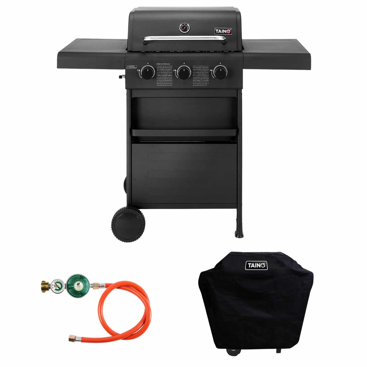 Taino Compact 3+0 Gasgrill Set mit Haube und Regler Grillwagen Platzsparend günstig online kaufen