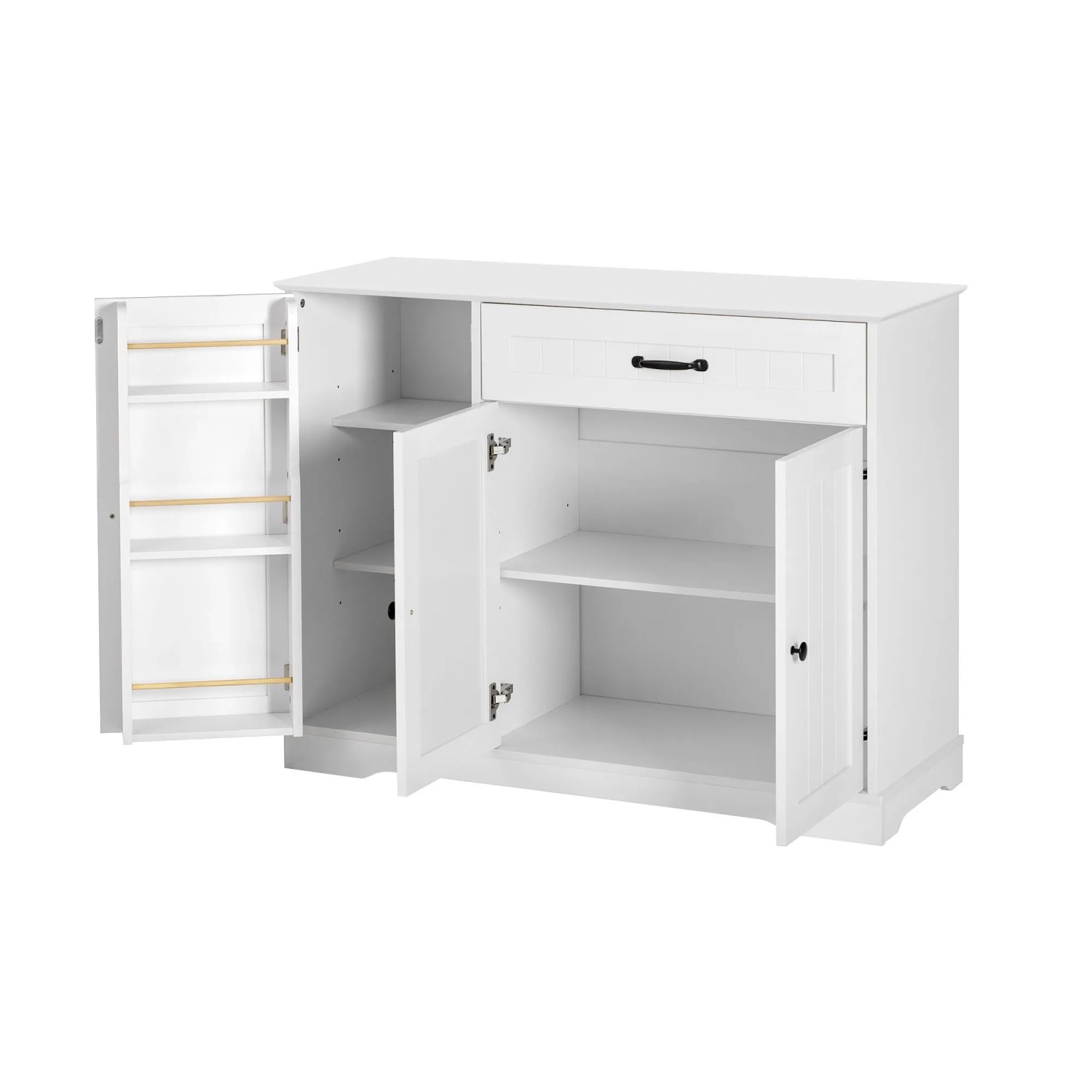 okwish Sideboard mit 3 Türen Schublade Wohnzimmer Diele 107x83x40cm Weiß