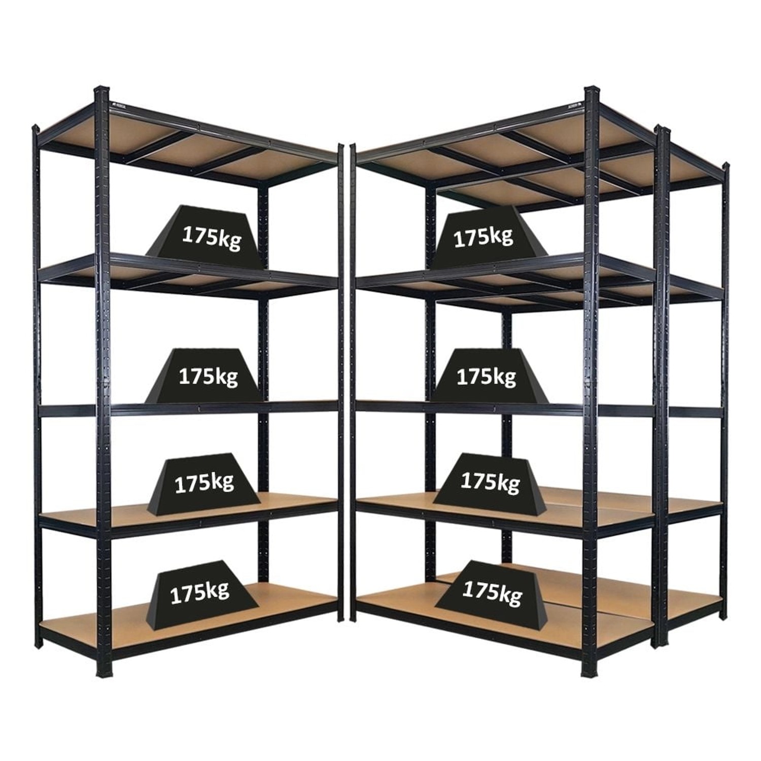 PROREGAL Mega Deal 3x Schwerlastregal Giant Ragnar HxBxT 200x120x50cm 5 Mdf-Platten-Ebenen Fachlast 175kg Schwarz