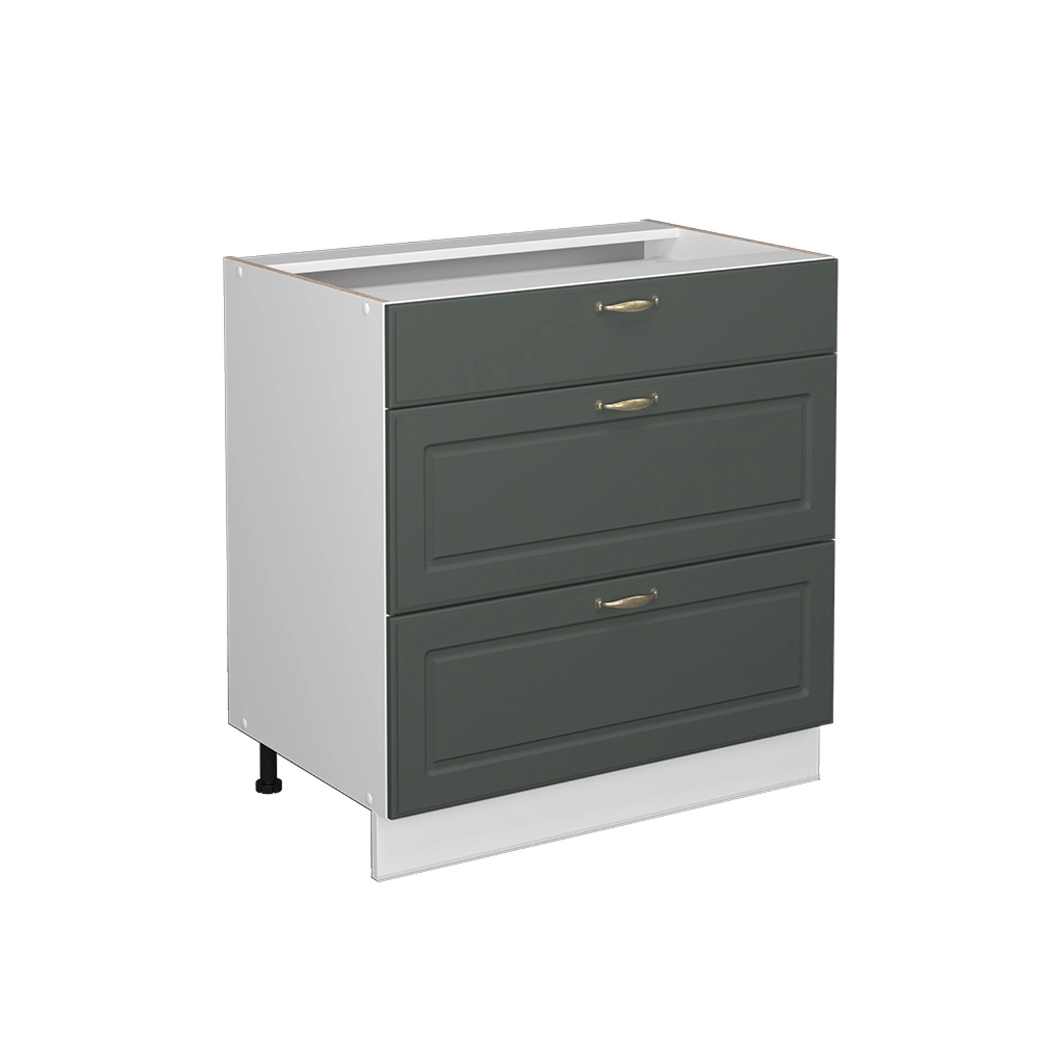 Vicco Küchenunterschrank Fame-Line Grün-Gold Landhaus/Weiß 80 cm mit 3 Schubladen ohne Arbeitsplatte