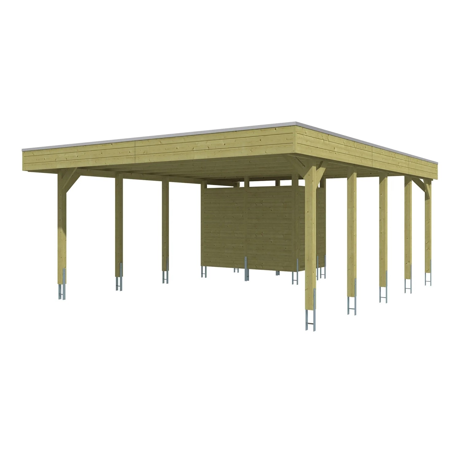 Skan Holz Carport-Set Friesland D mit Abstellraum 546 cm x 708 cm Grün