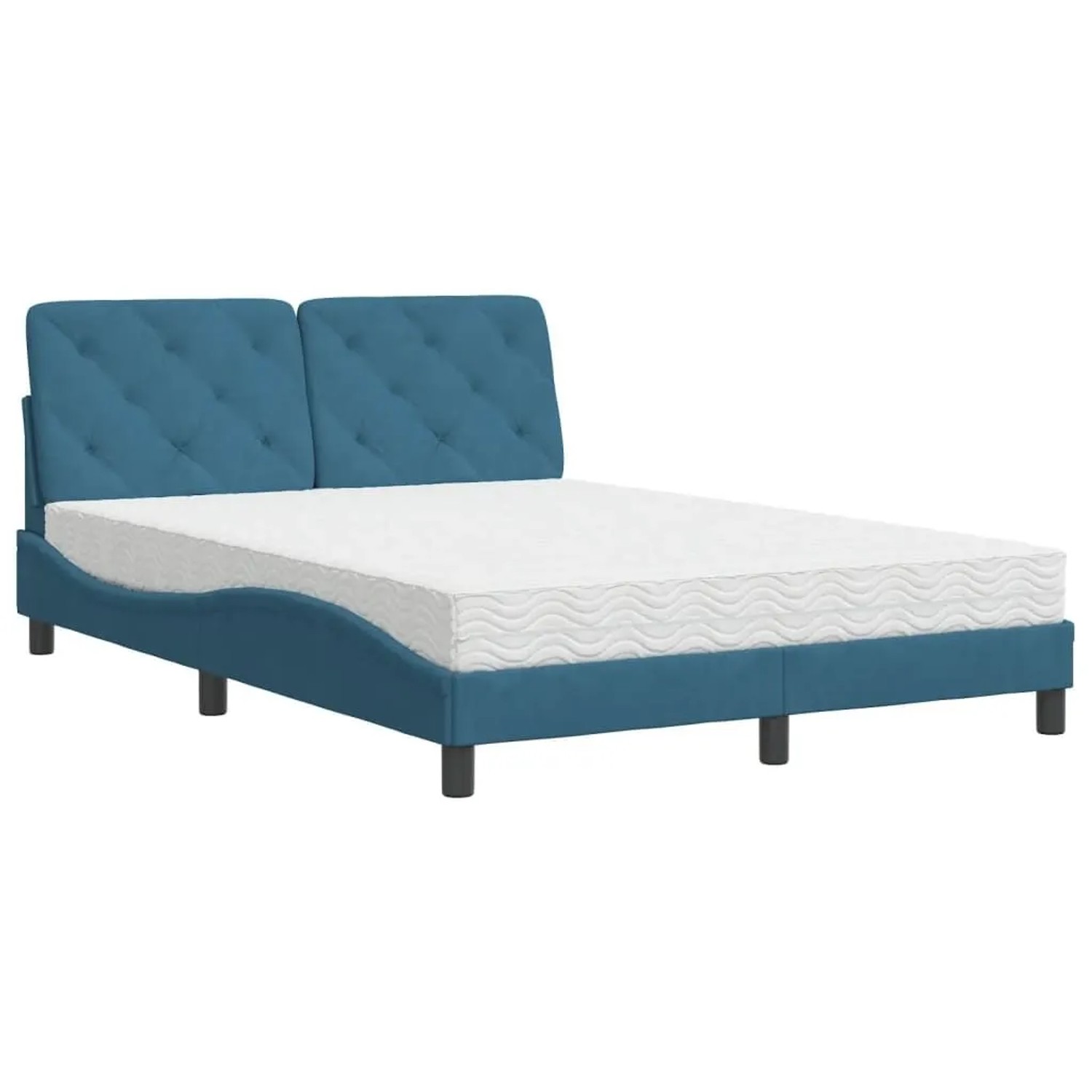 vidaXL Bett mit Matratze Blau 140x190 cm Samt 3208656