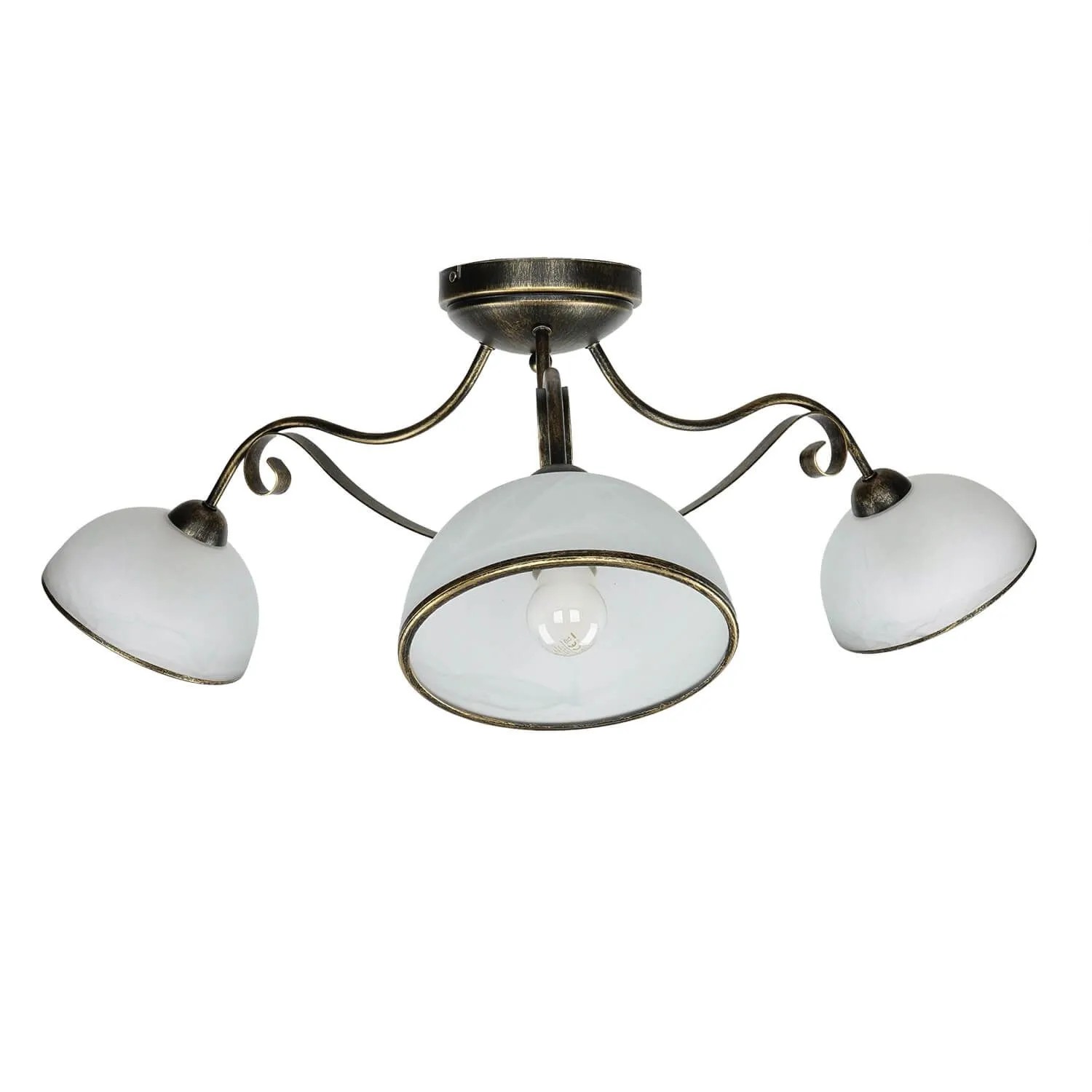 Licht-Erlebnisse Deckenlampe Metall Glas E27 70 cm Breit 3-Flammig Rustikal