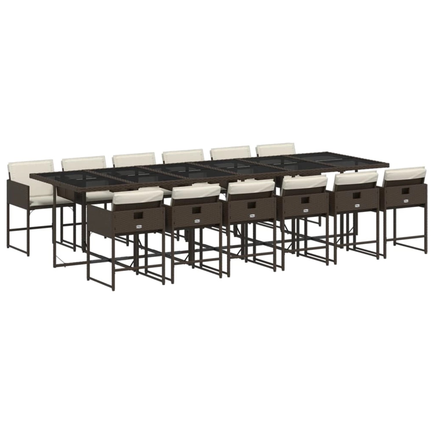 vidaXL 13-Tlg Garten-Essgruppe mit Kissen Braun Poly Rattan 3211305 günstig online kaufen