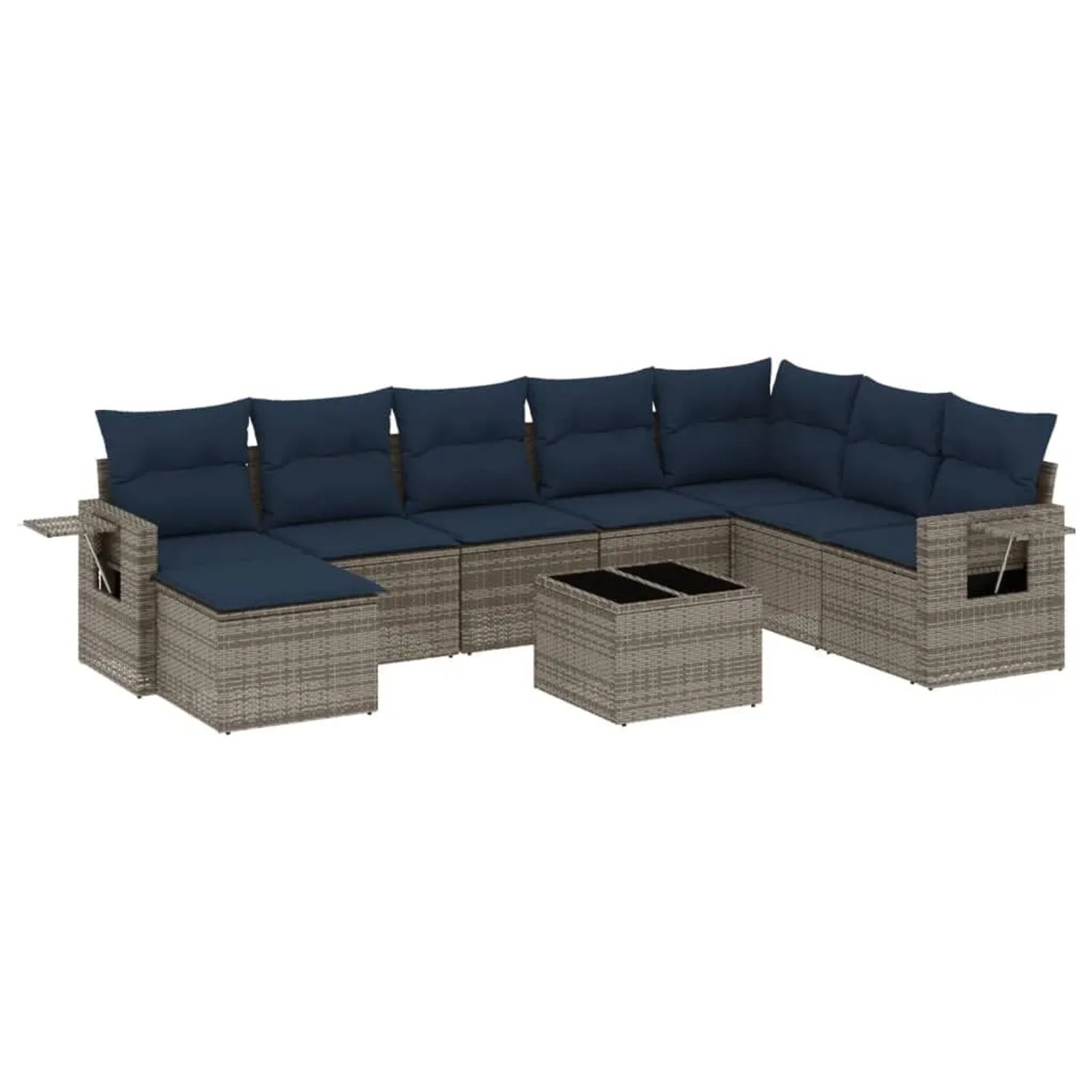 vidaXL 9-Tlg Gartensofa-Set mit Kissen Grau Polyrattan 3220570 günstig online kaufen