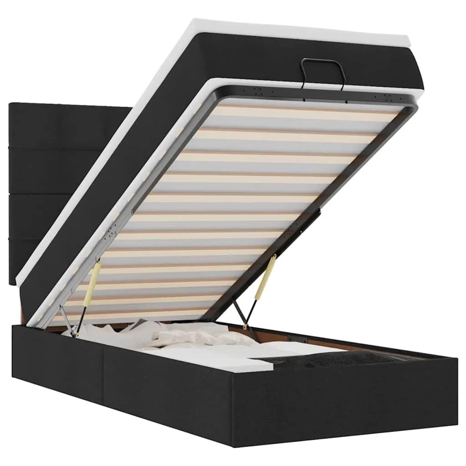 vidaXL Ottomane Bett mit Matratze und LEDs Schwarz 80x200 cm Stoff 3313963