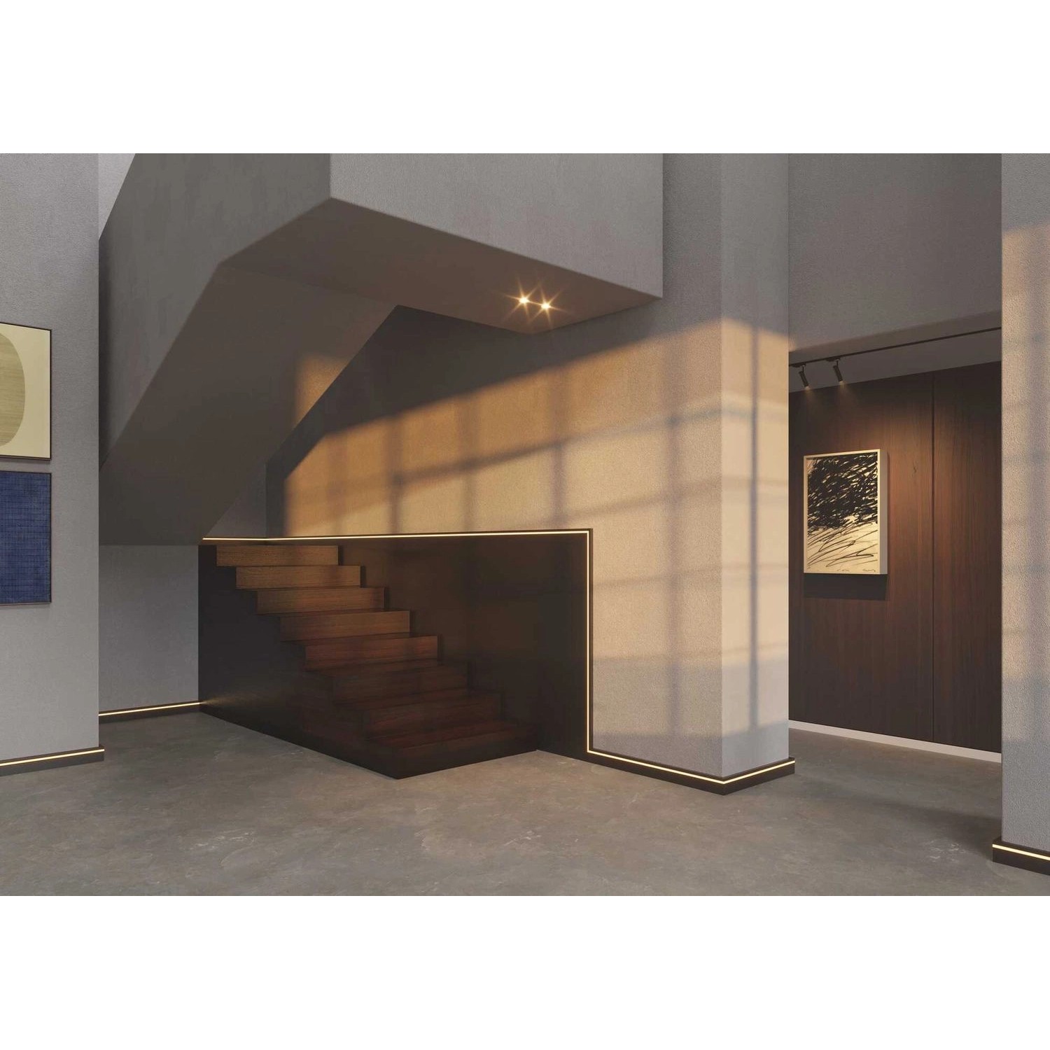 NOEL & MARQUET Sockelleisten FL10-Box WALLSTYL, 64m, weiß, im Raum verlegt.