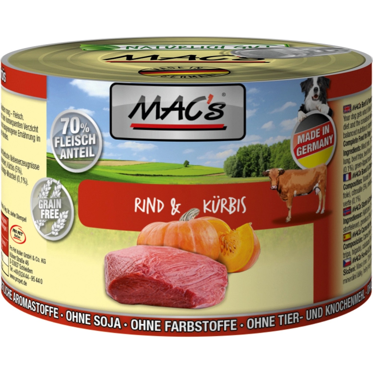 Mac's Hunde-Nassfutter Rind und Kürbis 200 g