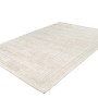 Beige-silberner Kurzflor Teppich (80x150 cm) mit grafischem Muster. Weicher Viskose Teppich für Wohnräume.