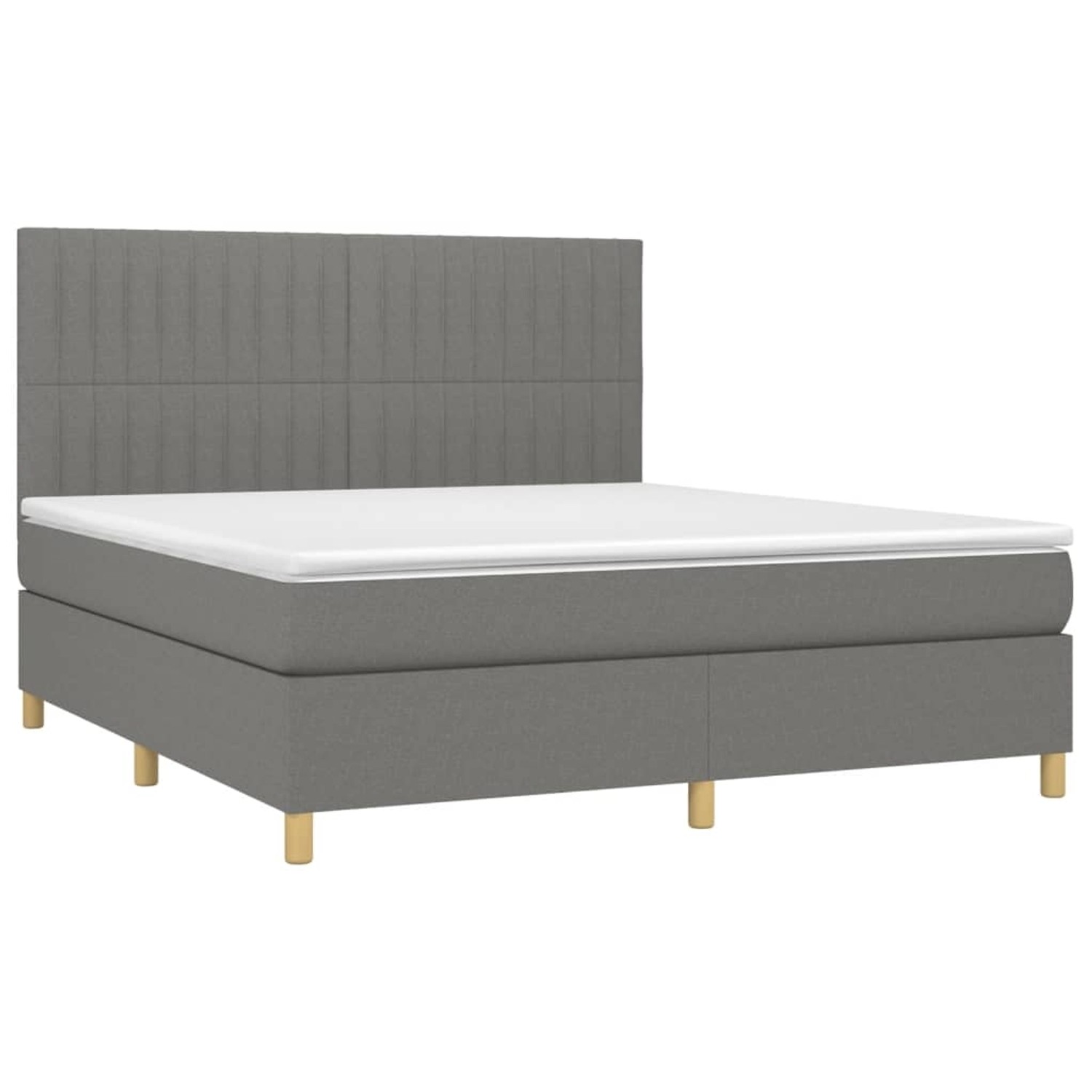 vidaXL Boxspringbett mit Matratze & LED Dunkelgrau 180x200 cm Stoff 3135614 günstig online kaufen