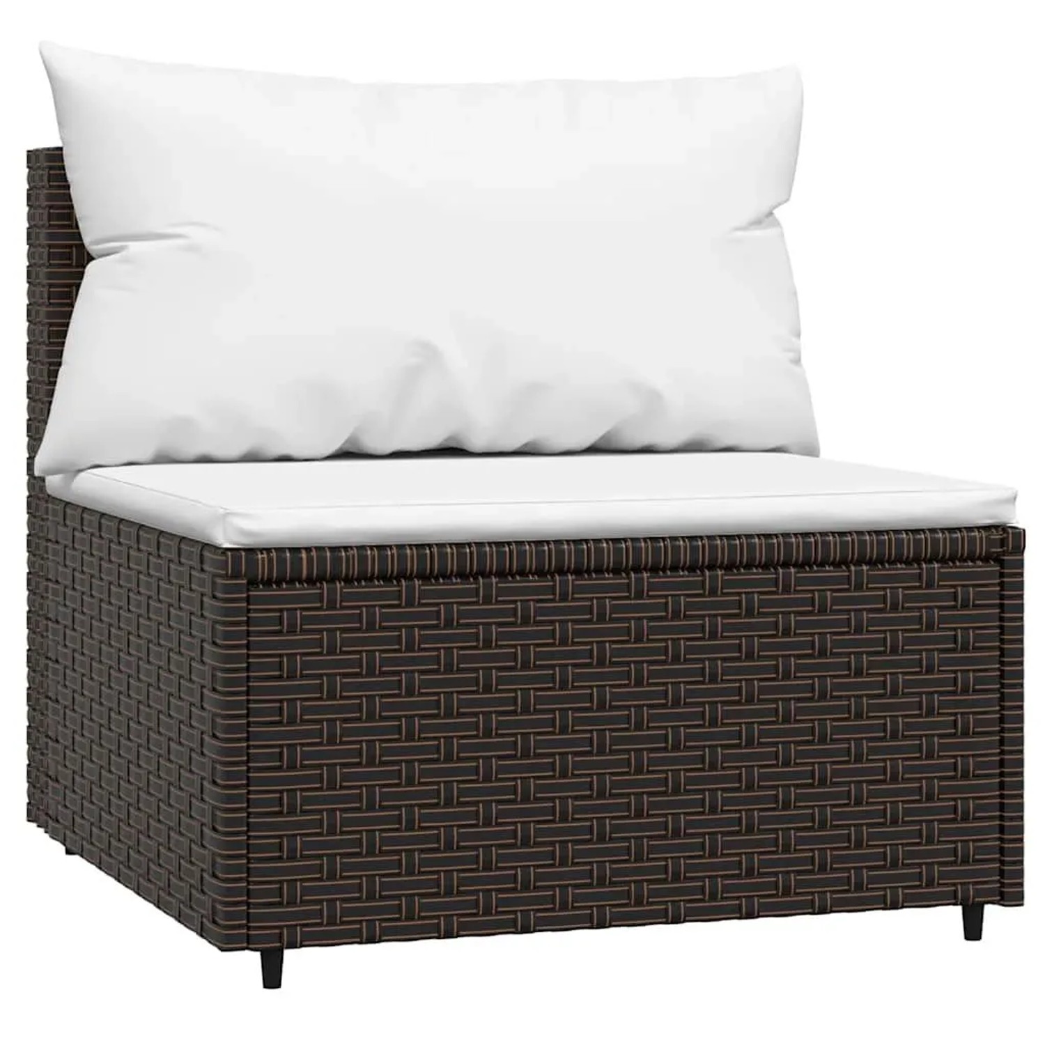 vidaXL Garten-Mittelsofa mit Kissen Braun Poly Rattan 319753