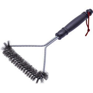 Gerade Grillbürste mit robusten Borsten und schwarzem Griff. Ideal für die Reinigung von Grillrosten.