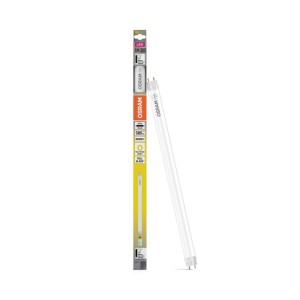 Osram LED-Leuchtmittel T8 G13 Röhre, 4,8W, 3000K warmweiß. Klare Röhre mit G13 Sockel und gelber Osram Verpackung.