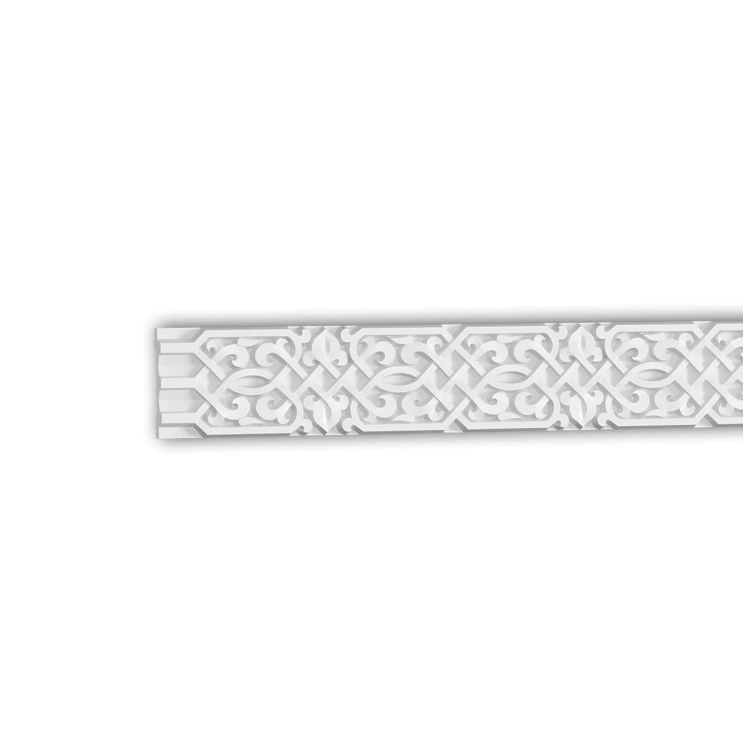 PROFHOME 151503 Wandleiste Friesleiste Zierleiste Stuckleiste Oriental 2,02 m 202 cm x 1,8 cm x 8 cm Weiß