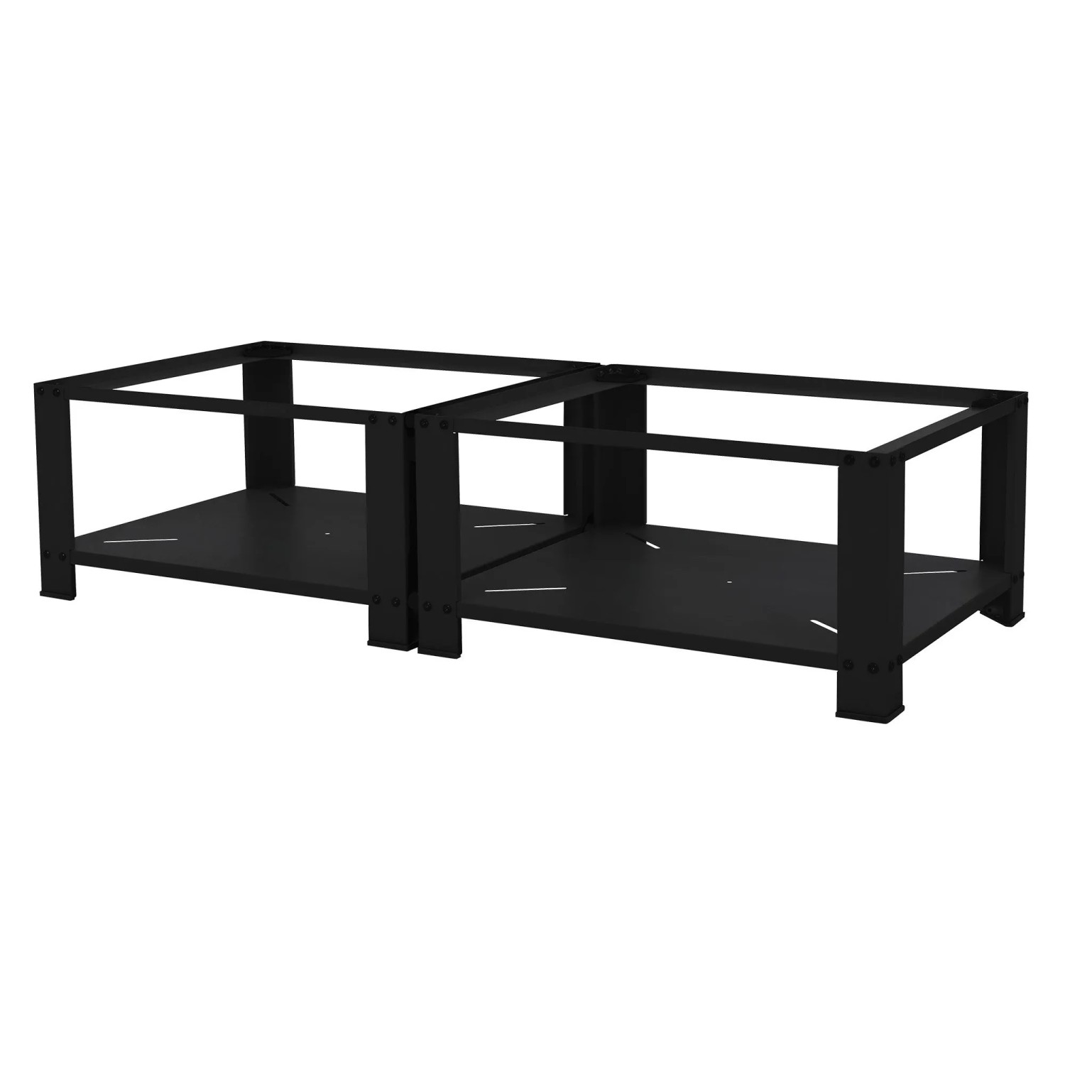 ML-Design Doppel Waschmaschinen Untergestell 2 Ablagen Schwarz 128 cm