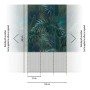 Fototapete Dschungel in Grün, Petrol, Grau und Blau, 1,59 m x 2,8 m. Palmen und Blätter im tropischen Design.