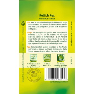 Samentüte Quedlinburger Rettich 'Rex' für den Anbau im Freiland und unter Glas.