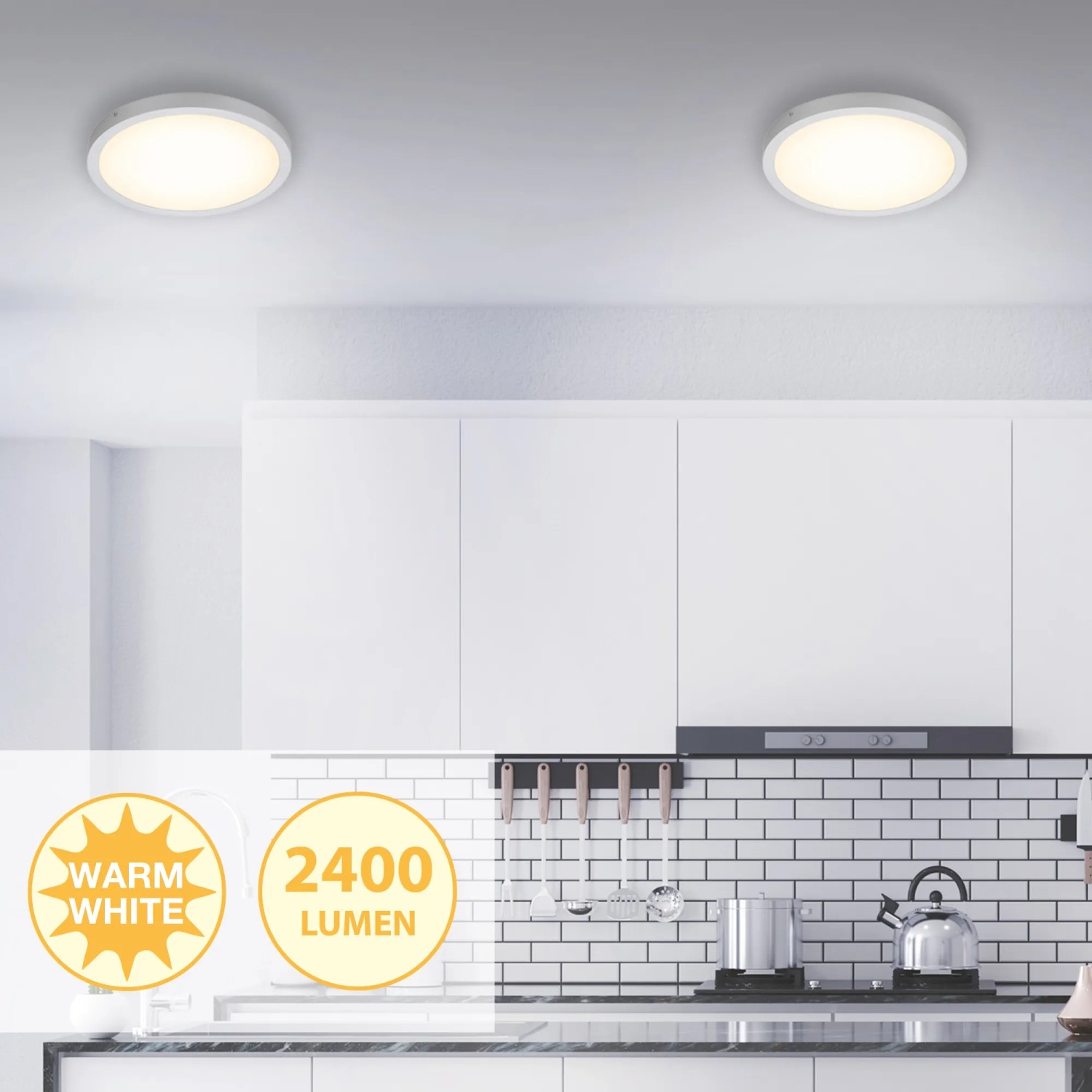 Briloner LED-Deckenleuchte Chrom Matt, 24,5W, warmweiß in Küche.