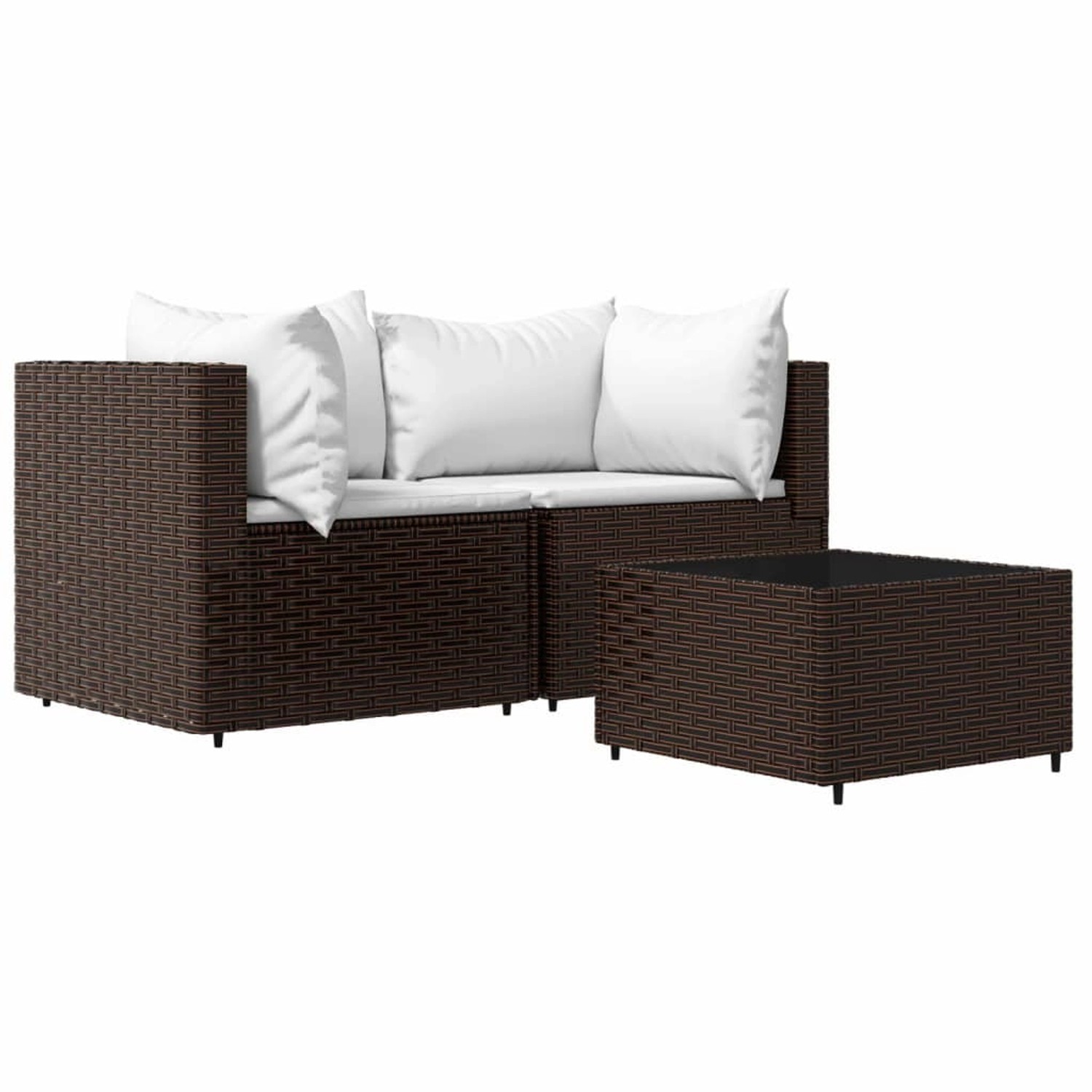 Vidaxl 3-tlg. Garten-lounge-set Mit Kissen Braun Poly Rattan günstig online kaufen