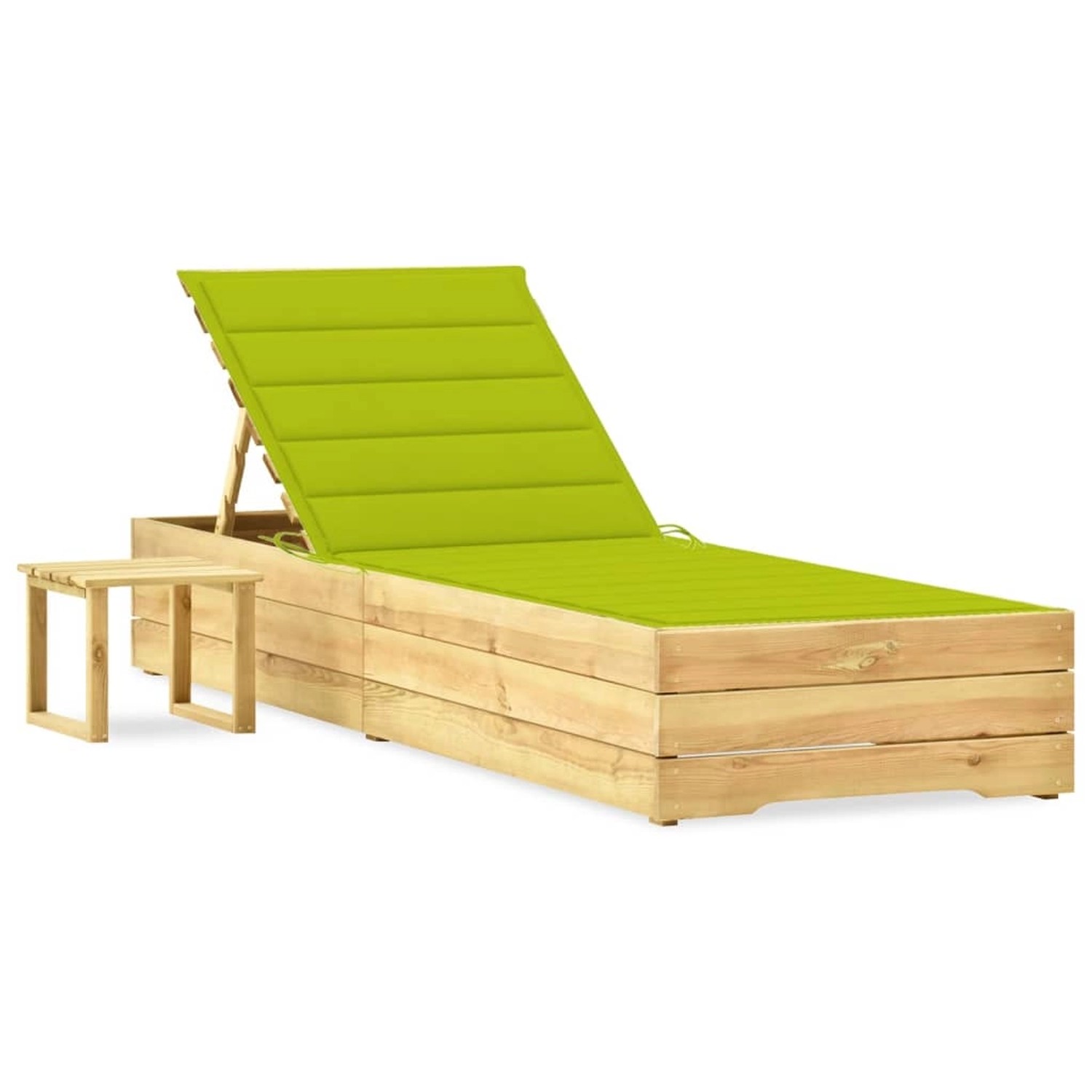 vidaXL Garten-Sonnenliege mit Tisch und Auflage Kiefer Imprägniert 3065935