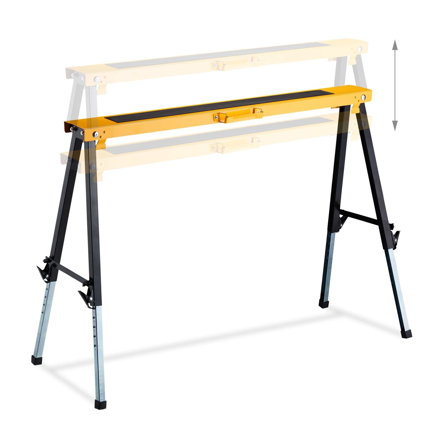 Relaxdays Klappbock Stahl Schwarz Höhenverstellbar mit Tragegriff 2er Set 91,5 cm x 100 cm x 39,5 cm 5 kg
