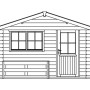 Illustration: Skan Holz Gartenhaus Alicante 2, naturbelassen, 380x200 cm, mit Fenster und Tür.