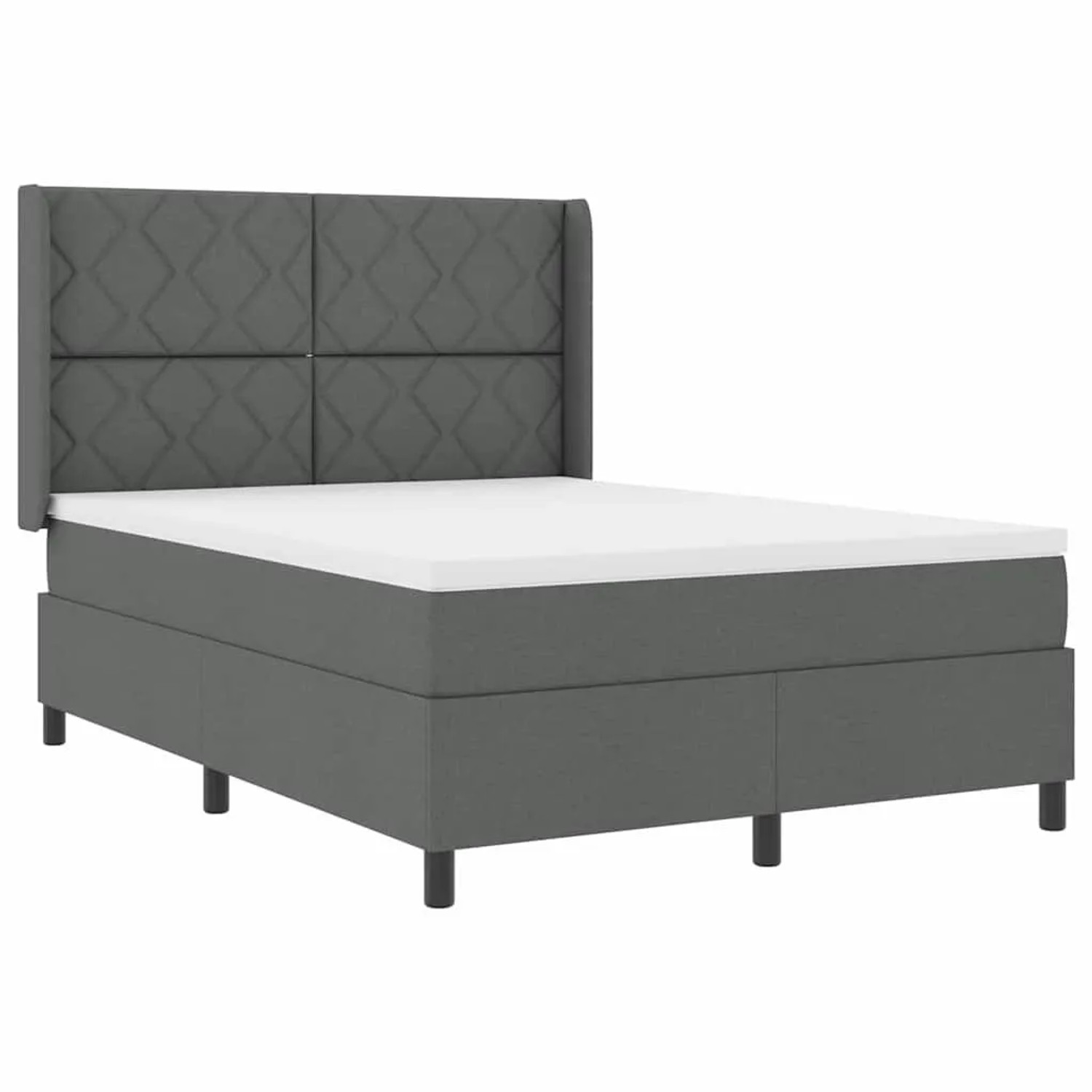 vidaXL LED Boxspringbett mit Matratze Dunkelgrau 140 x 200 cm Stoff 3343568