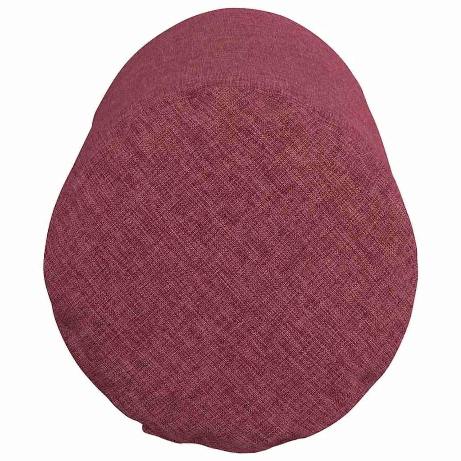 Weinrotes Bolsterkissen aus Stoff mit feiner Webstruktur, zylindrisch geformt. Ideal als Zierkissen.