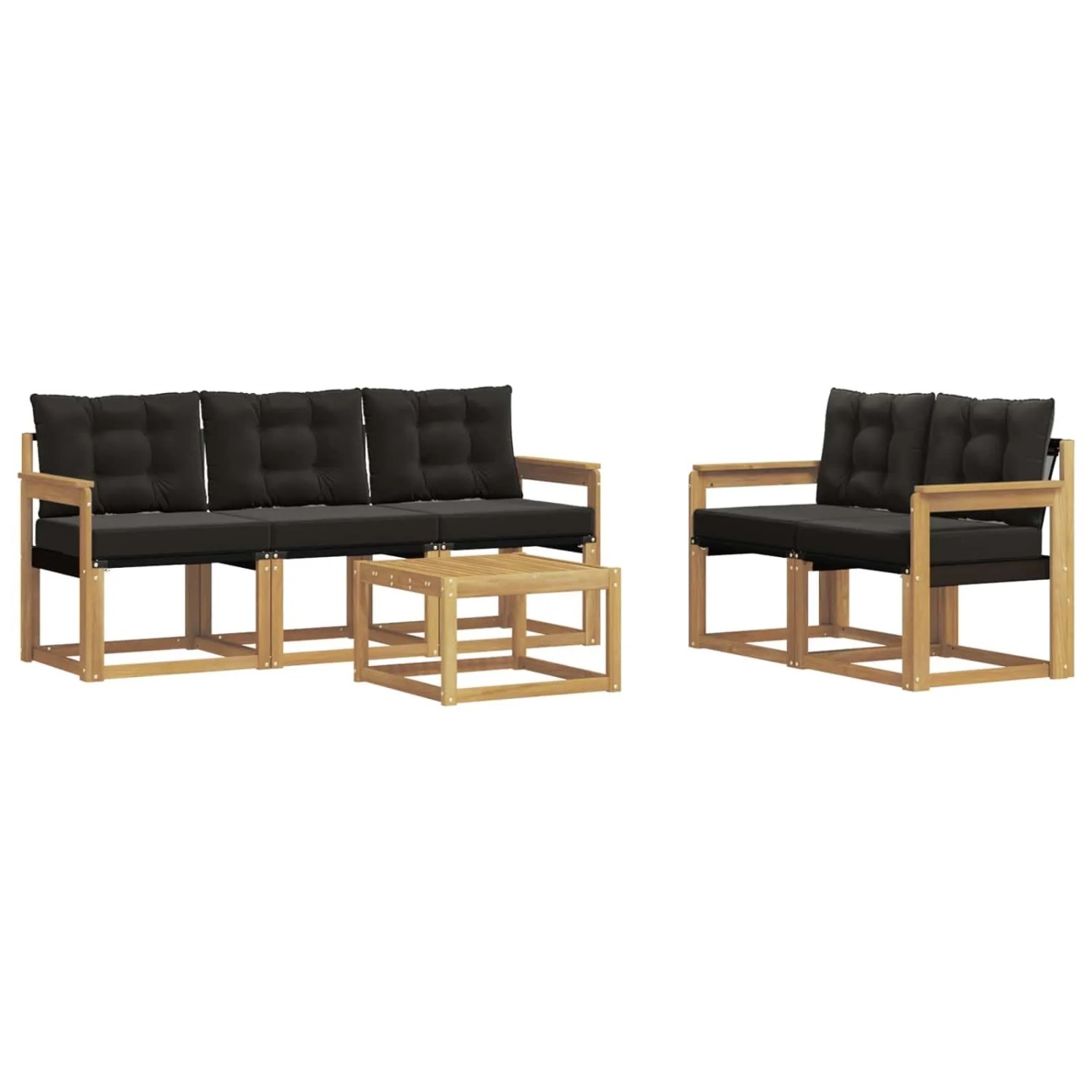 vidaXL Outdoor-Sofagarnitur mit Kissen 6-Tlg Weiß und Schwarz 3389206