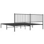 Schwarzes Metall Bettgestell mit Kopfteil, 193x203 cm, für Schlafzimmer.