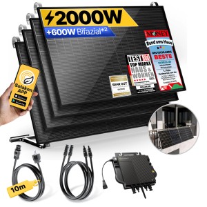 Solakon Balkonkraftwerk 2000W Solaranlage mit Balkonhalterung Steckerfertig Komplettset Photovoltaik 800W Kabellänge 10m