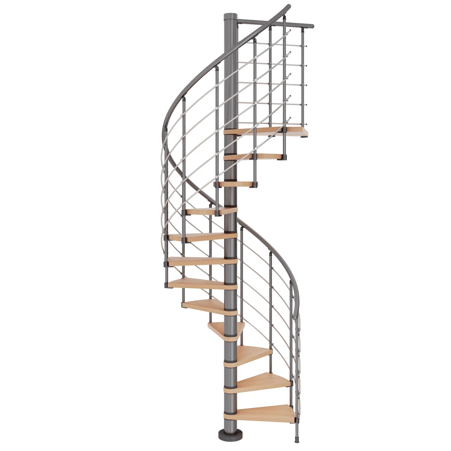 Thumbnail - Dolle Spindeltreppe Oslo Ø 120 cm, 11 Stufen Buche GH bis 276 cm Grau FSC®
