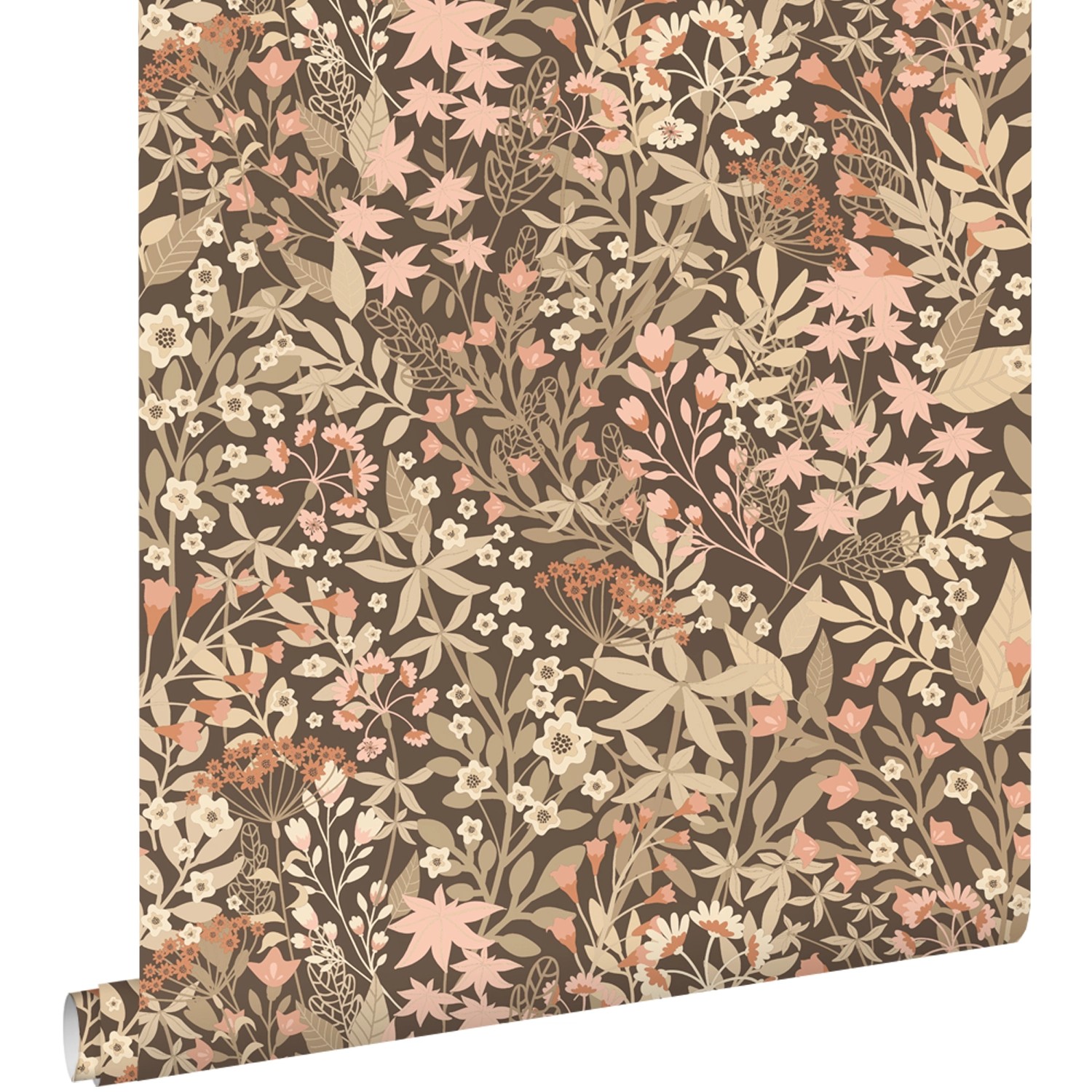 ESTAhome Tapete Feldblumen Braun und Rosa 50 x 900 cm günstig online kaufen