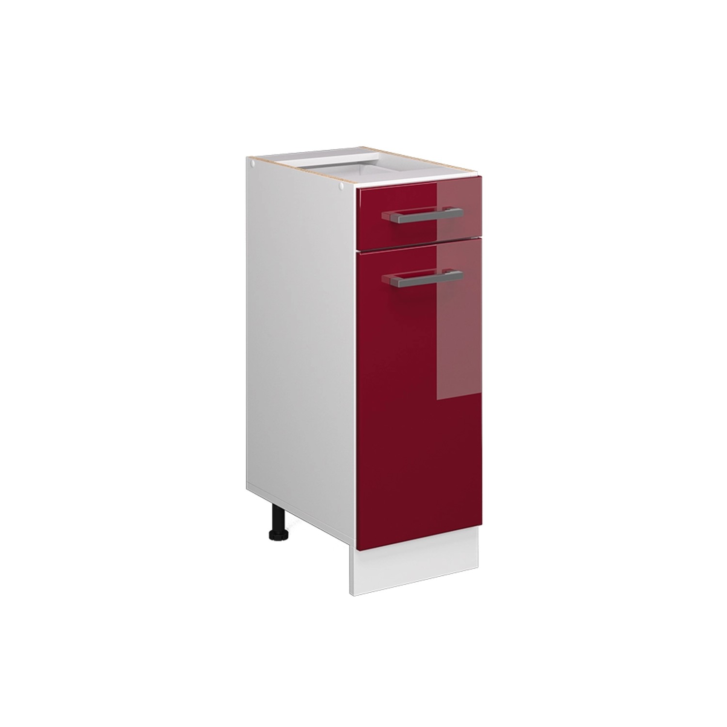 Vicco Küchenunterschrank R-Line Bordeaux Hochglanz/Weiß 30 cm ohne Arbeitsplatte