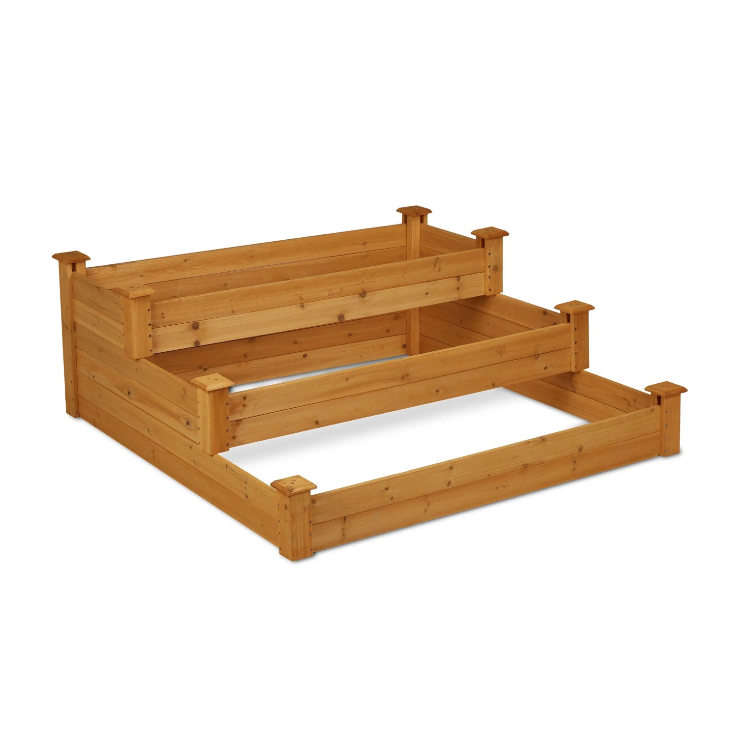 Relaxdays Hochbeet Tannenholz Natur 3 Etagen 46 cm x 122 cm x 122 cm 10,1 kg
