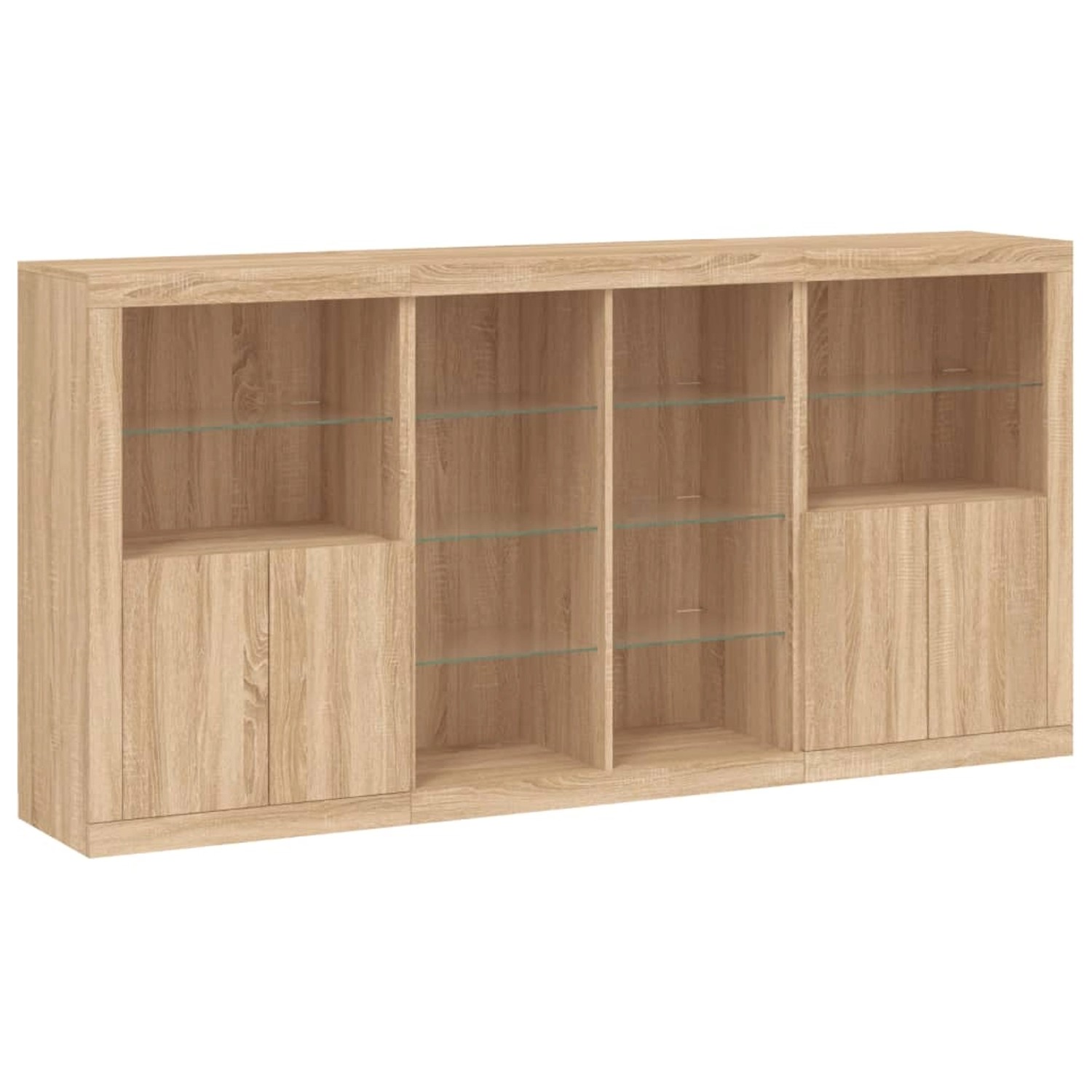 vidaXL Sideboard mit LED-Leuchten Sonoma-Eiche 202x37x100 cm 3209186 günstig online kaufen