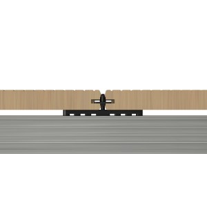 GS Terrassenclip mit Metallplatte und Schraube, zur Dielenbefestigung auf Unterkonstruktion.