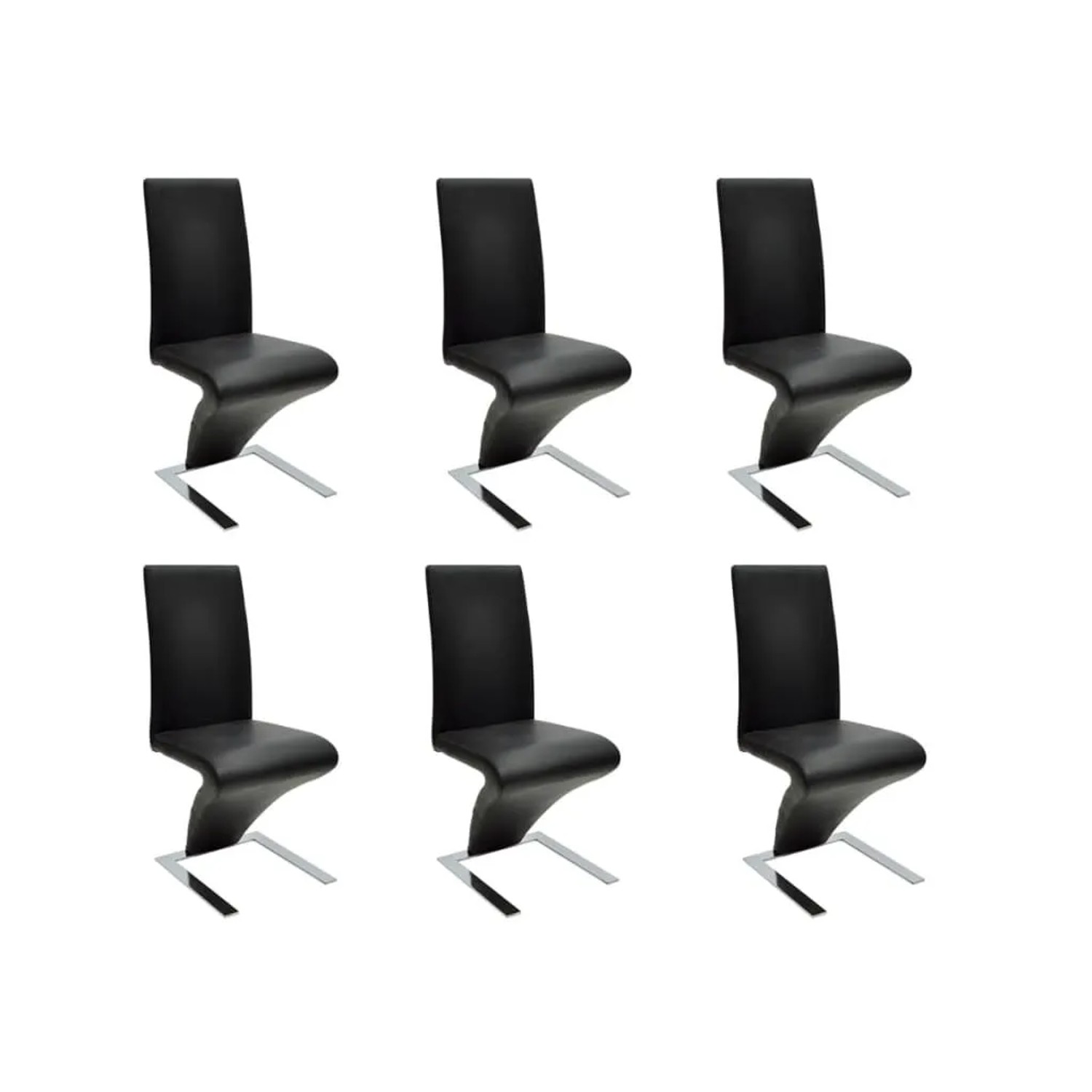 vidaXL Esszimmerstühle 6 Stk Schwarz Kunstleder 160564