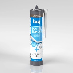 Knauf Sanitär-Silikon, dunkelbraun, 300ml Kartusche. Speziell für Bad und Dusche, schützt vor Schimmel.
