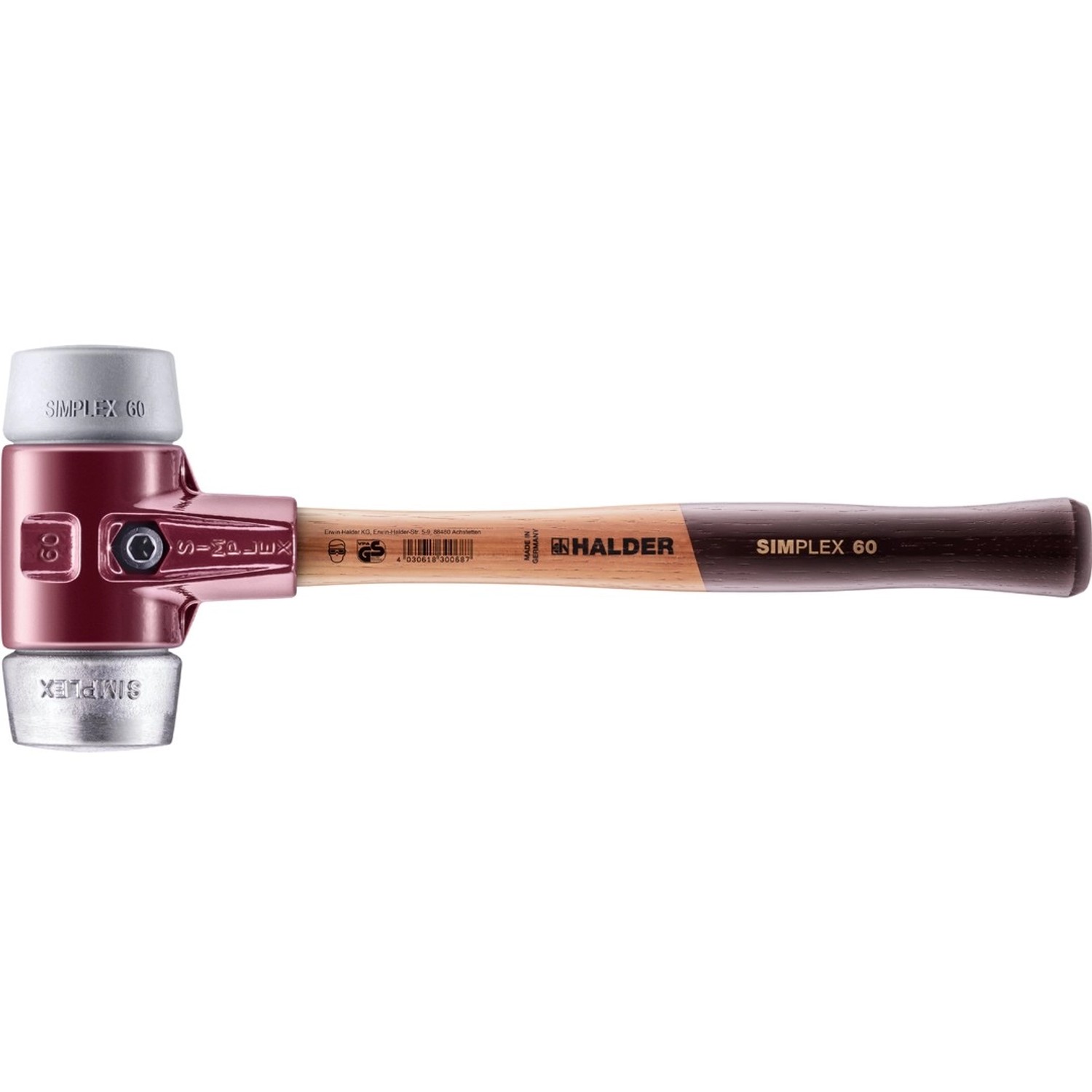 Halder Simplex Schonhammer Ø 60 mm TPE-mid Grau   Weichmetall mit Tempergus günstig online kaufen