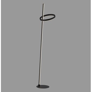 Schwarze Design-Stehlampe "Just Light Ritus" mit LED-Ring und Stab, dimmbar.