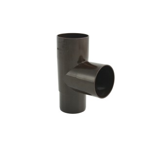 Brauner Marley Fallrohr-Abzweig DN 53/53 für Kunststoff-Dachrinnen.